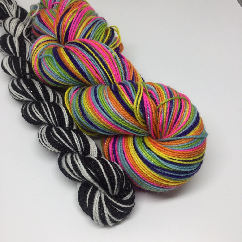 Lisa Frank Seven Stripe Self Striping Yarn with Two Stripe Mini Skein