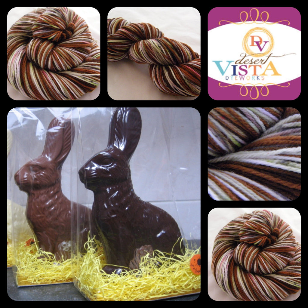 Solid Chocolate ZomBunny Four Stripe Self Striping Yarn
