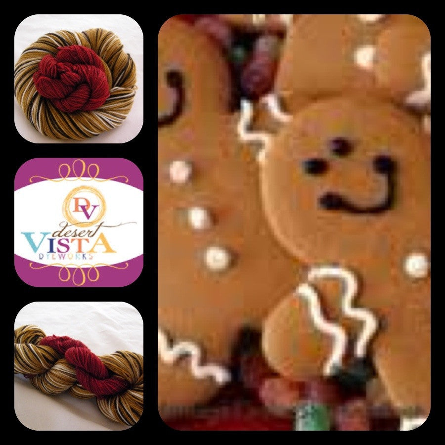 Gingerbread People Four Stripe Self Striping with Mini Skein