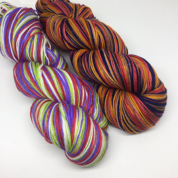 Woody and Buzz Half Skeins Four Stripe Self Striping Yarn
