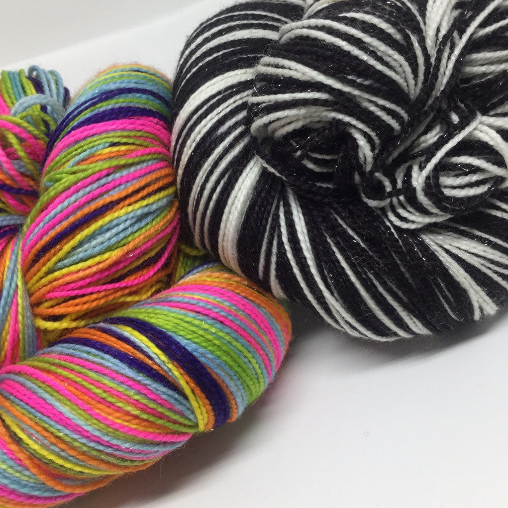 Lisa Frank Seven Stripe Self Striping Yarn with Two Stripe Mini Skein
